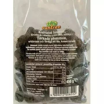 Suntree Kivetön kuivattu luumu 450g - Pähkinät ja kuivatut hedelmät - 4009012008222 - 1