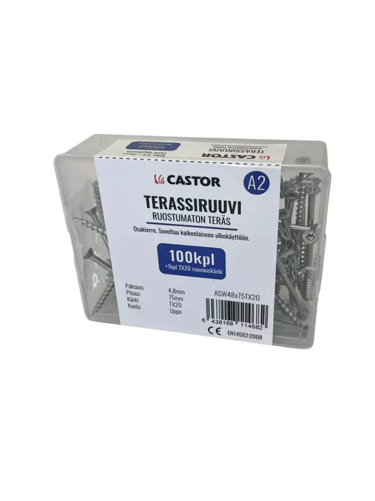 A2 rst terassiruuvi 4,8 x75mm 100kpl - Ruuvit - 6438168114682 - 1