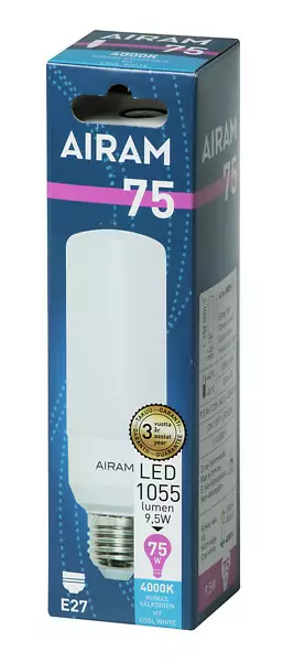 Airam Led Tubular 9,5W E27 1050lm - Led-lamput - 6435200220462 - 1