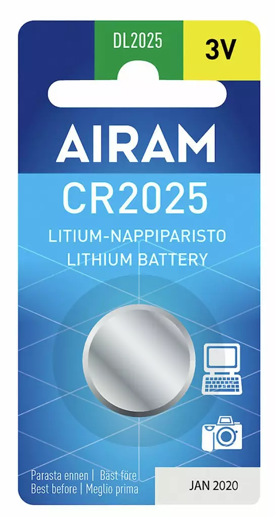 Airam litiumparisto cr2025 3v 1/bl - Nappiparistot - 6435200138132 - 1