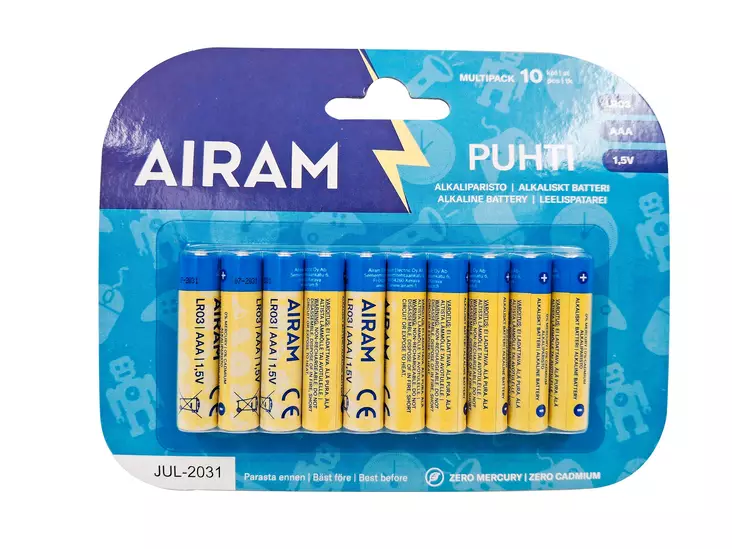 Airam puhti LR03 AAA 10kpl/pkt - Sormiparistot - 6435200275622 - 2