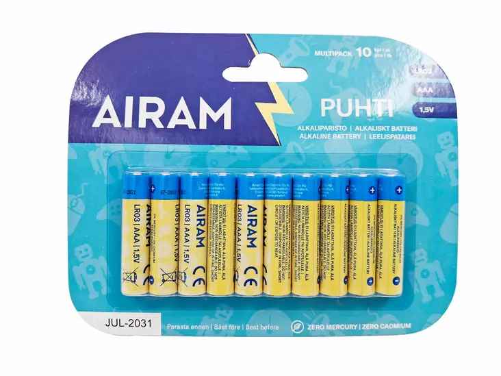 Airam puhti LR03 AAA 10kpl/pkt - Sormiparistot - 6435200275622 - 1