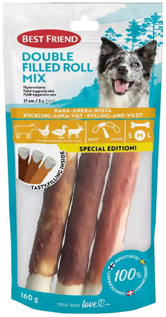 Best Friend Double täyterullamix koiralle 17cm 3kpl 160g - Koiran luut - 5700551172892 - 1