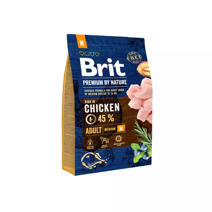 Brit Premium by Nature Adult M keskikokoisille aikuisille koirille 3kg - Koiran kuivaruoat - 8595602526352 - 1