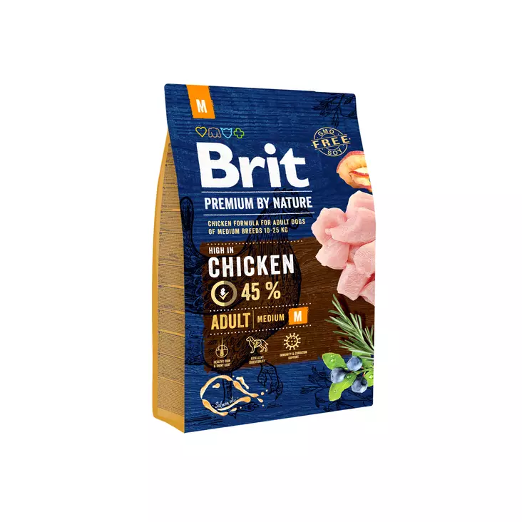 Brit Premium by Nature Adult M keskikokoisille aikuisille koirille 3kg - Koiran kuivaruoat - 8595602526352 - 1