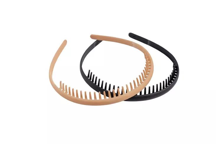 Cailap hiuspanta 2kpl matta musta/beige - Hiuskoristeet - 6416274427582 - 1
