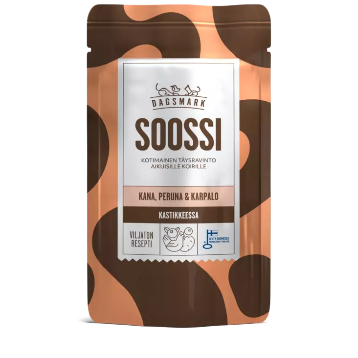 DM Soossi kana-peruna-karpalo kast. 120g - Koiran märkäruoat - 6430066385812 - 1