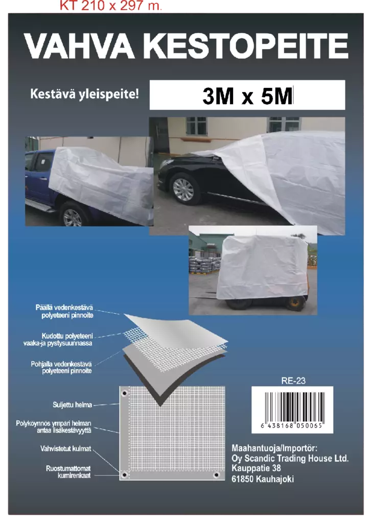 Erikoisvahva kestopeite 3x5, 200gr/m2 - Suojapeitteet ja pressut - 6438168050072 - 1