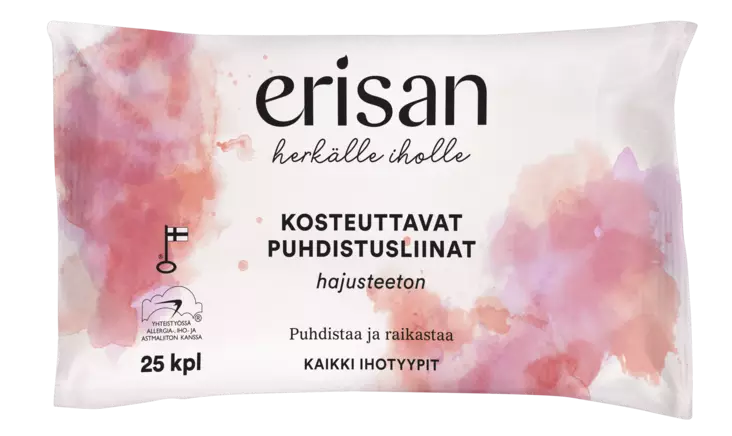 Erisan Puhdistusliina kosteuttava 25kpl - Kasvovedet ja kasvojen puhdistusaineet - 6417964577082 - 1