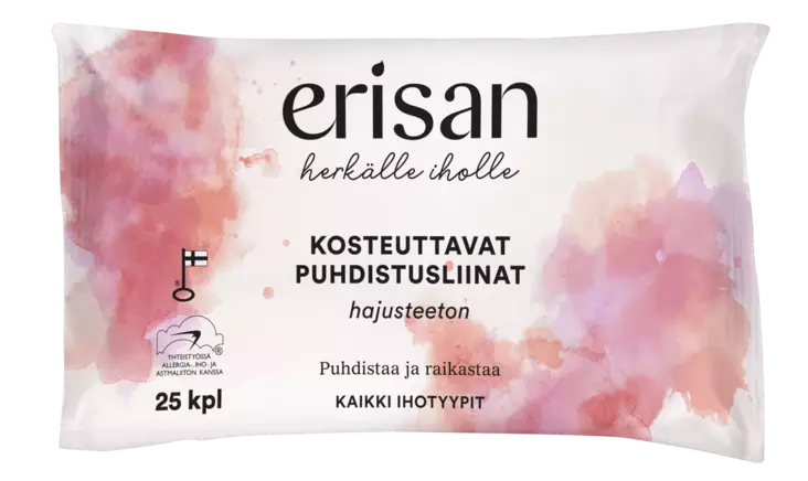 Erisan Puhdistusliina kosteuttava 25kpl - Kasvovedet ja kasvojen puhdistusaineet - 6417964577082 - 1