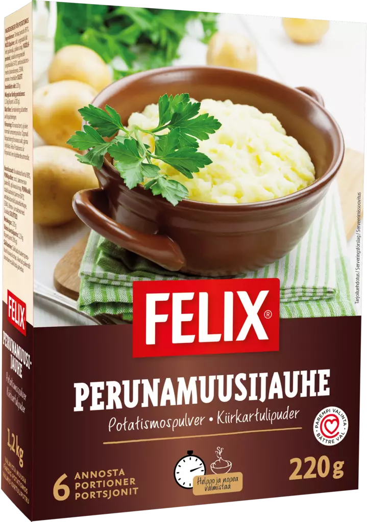 Felix perunamuusijauhe 6 annosta 220g - Kuivaruoka-aineet, keitot ja kastikkeet - 7310240661682 - 1
