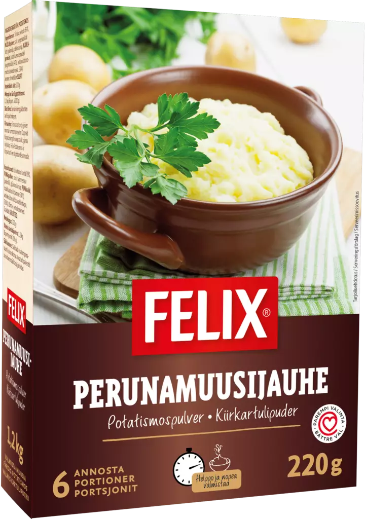 Felix perunamuusijauhe 6 annosta 220g - Kuivaruoka-aineet, keitot ja kastikkeet - 7310240661682 - 1