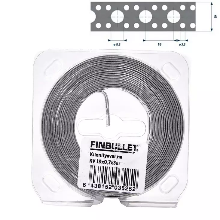 Finbullet Kiinnitysvanne 19 mm x 0,7 mm x 3 m - Muut kiinnitystarvikkeet ja lajitelmat - 6438152035252 - 1