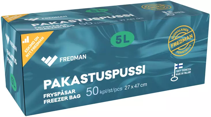 Fredman pakastuspussi 5l 50kpl - Muovipussit - 6418400073052 - 1