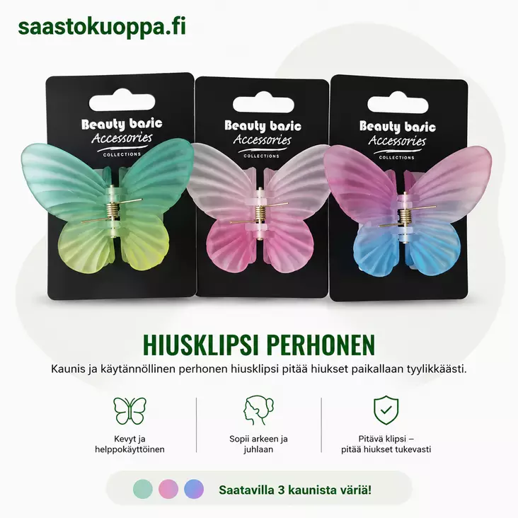 Hiusklipsi perhonen 8,5cm - Päivävoiteet - 6438159395182 - 1