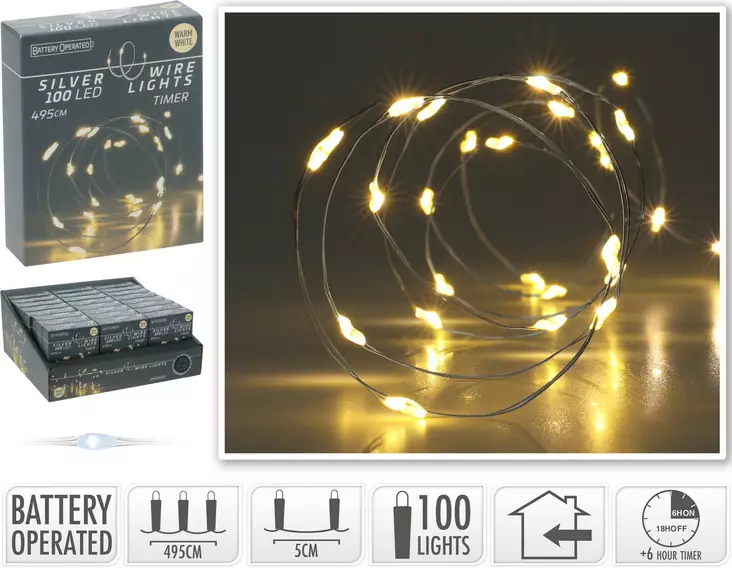 Hopealanka 100led lämmin valkoinen - Jouluvalot - 8720573666572 - 1