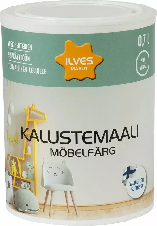 Ilves Kalustemaali Sinivihreä 0,7L - Kalustemaalit ja ikkuna/ovimaalit - 6430026955222 - 1