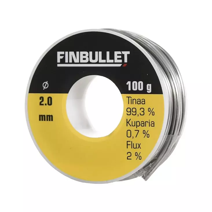 Juotostina lyijytön 2 mm 100 g sn 99,3 % cu 0,7 % flux 2 % - Paineilmatyökalut - 6438152023532 - 1