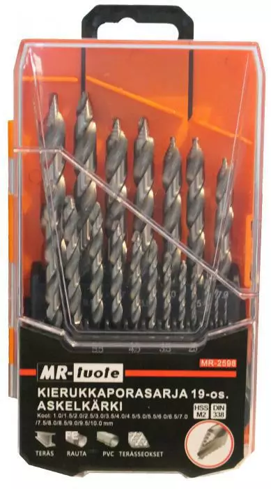 Kierukkaporasarja 19-os HSS M2 - Metalliporanterät - 6430074694142 - 1