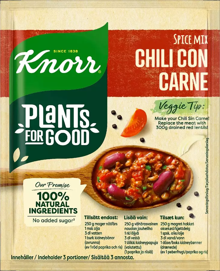 Knorr Ateria-aines Chili Con Carne 47g - Kuivaruoka-aineet, keitot ja kastikkeet - 8720182060402 - 1