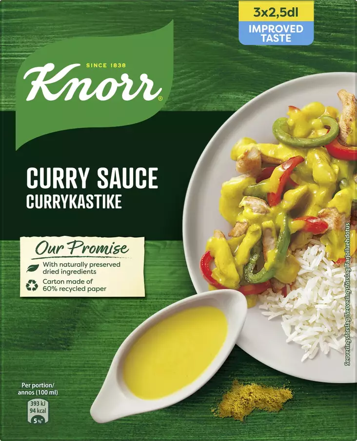 Knorr Currykastike Kastikeaines 3x20g - Kuivaruoka-aineet, keitot ja kastikkeet - 8720182979742 - 1
