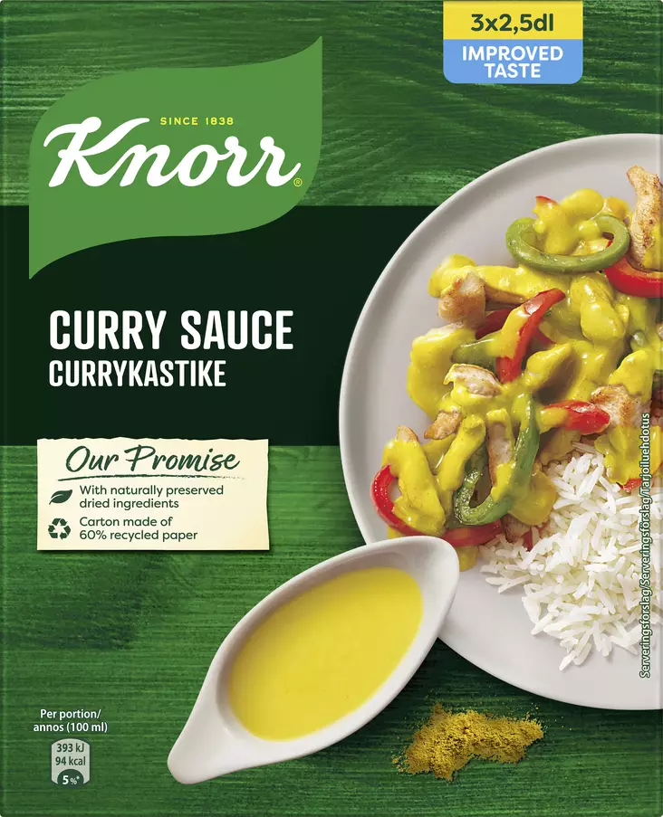 Knorr Currykastike Kastikeaines 3x20g - Kuivaruoka-aineet, keitot ja kastikkeet - 8720182979742 - 1