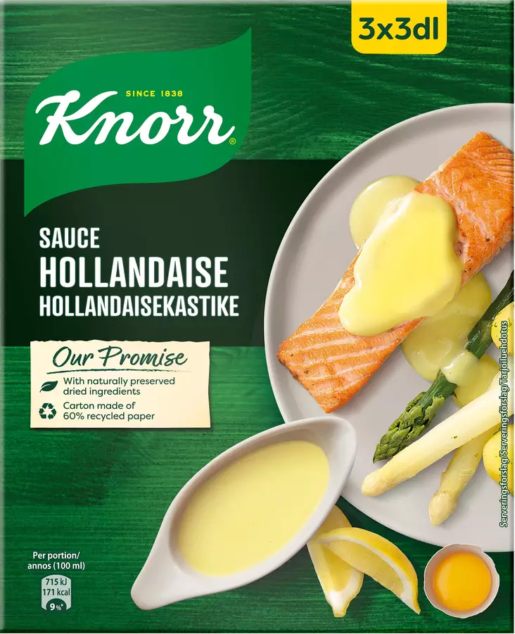 Knorr Hollandaise Kastikeaines 3x22g - Kuivaruoka-aineet, keitot ja kastikkeet - 8710604729062 - 1