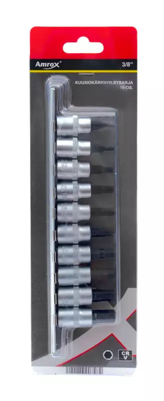 Kuusiokärkihylsysarja 3/8" 10-os - Hylsysarjat - 6420286907482 - 1