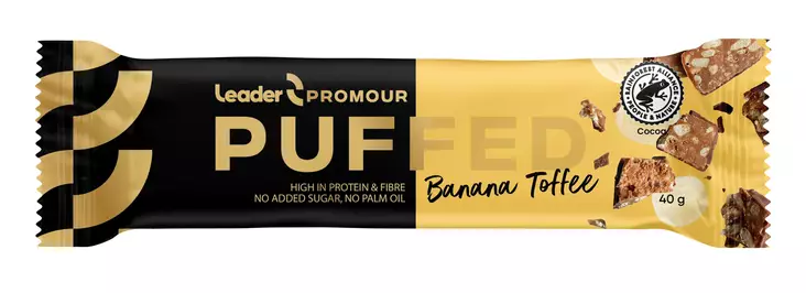 Leader Puffed banana-toffee 40g - Urheiluravinteet ja -valmisteet - 6430080441662 - 1