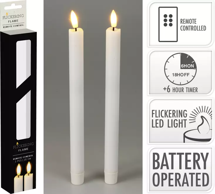 Led-kruunukynttilä 25cm 2kpl - Led-kynttilät - 8721037188142 - 1