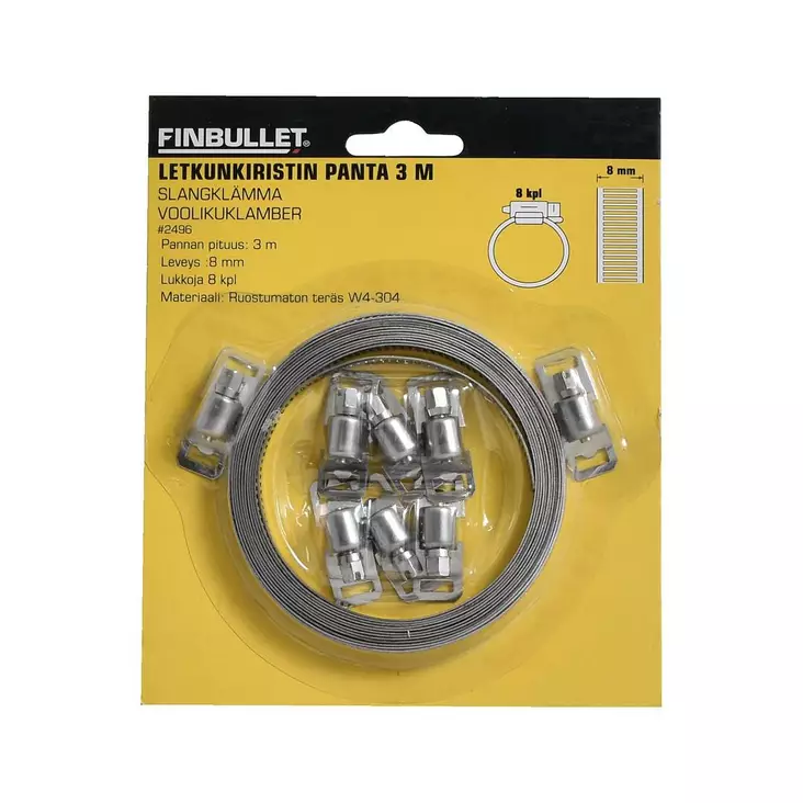 Letkunkiristinpanta 8mm x 3m 8kl lukkoja ss304 - Auton huoltotyökalut - 6430017706802 - 1