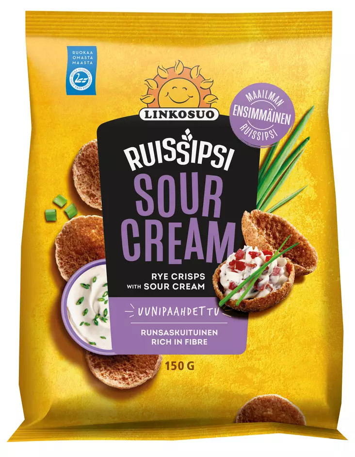 Linkosuo ruissipsi sour cream 150g - Sipsit, snacksit ja pähkinät - 6420400000372 - 1