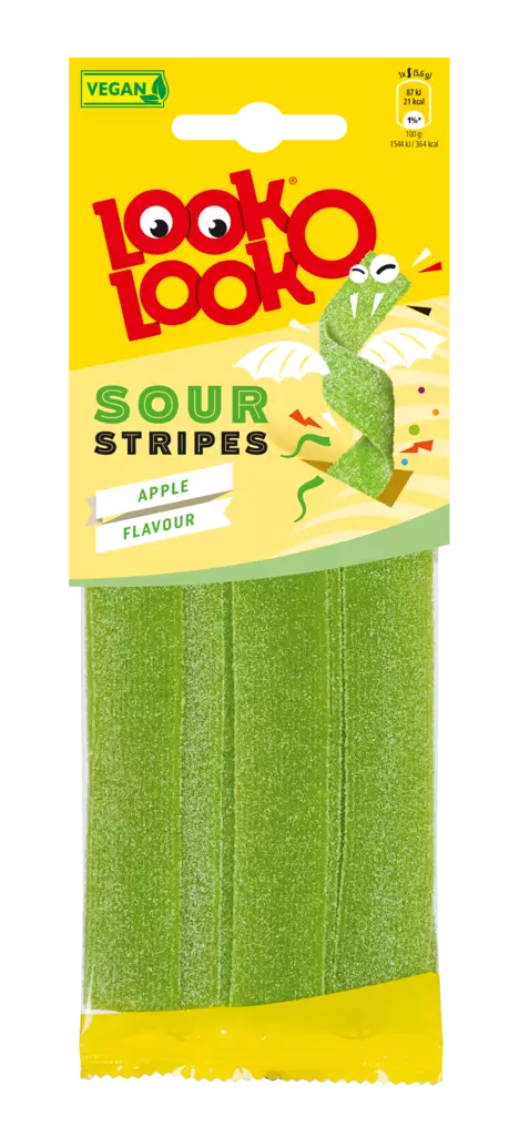 Look-O-Look Sour Stripes Apple 90G - Karkit - 8713600010202 - 1