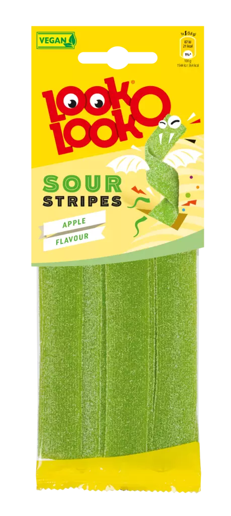 Look-O-Look Sour Stripes Apple 90G - Karkit - 8713600010202 - 1