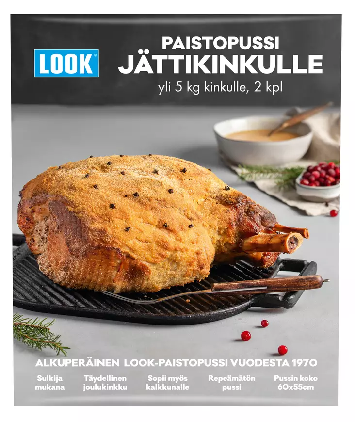 Look jättikinkkupussi 55x60cm 2kpl - Makkara- ja paistopussi - 6418400080142 - 2