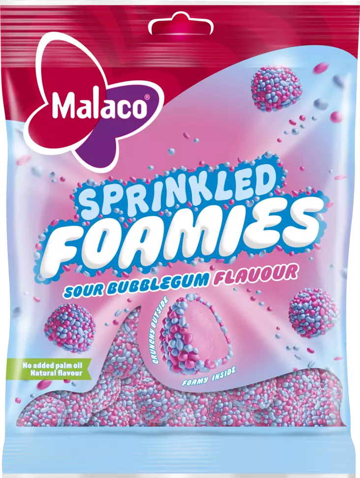 Malaco sprinkled foamies sour 110g - Karkit - 7310350505692 - 1