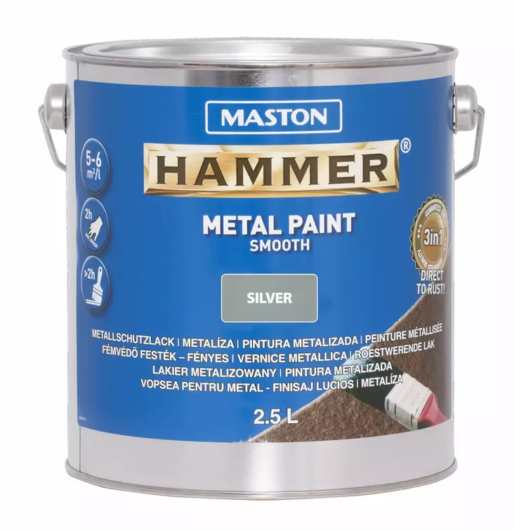 Maston Hammer Sileä Hopea 2,5L - Metallimaalit - 6412490012182 - 2