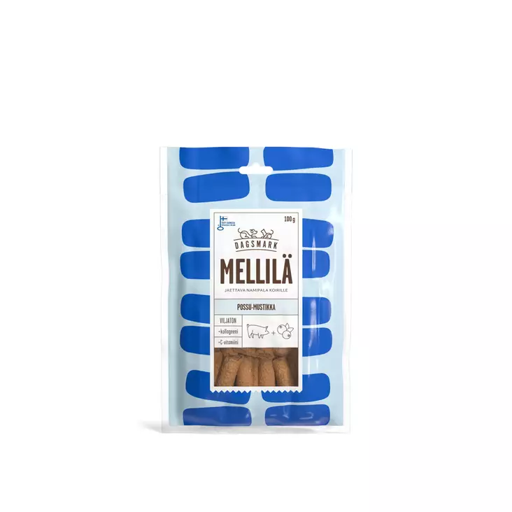 Mellilä possu-mustikka 100g viljaton - Koiran herkut - 6430066384372 - 1