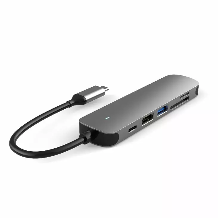 Mobia adapteri USB-C -> USB-C + 2 x USB-A + HDMI + MicroSD/TF/SD - Puhelintarvikkeet ja laturit - 6430076525062 - 1