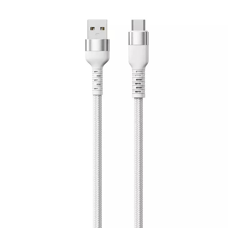 Punottu kaapeli USB-A -> USB-C, 60W, 10 Gbps, 2m, valkoinen - Puhelintarvikkeet ja laturit - 6430076525192 - 1
