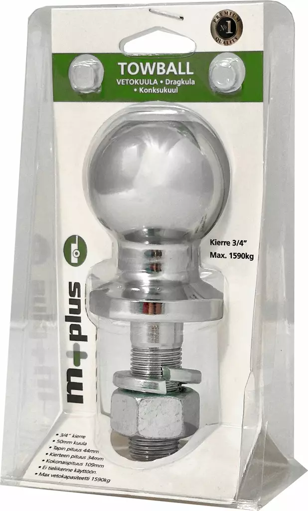 M+ Vetokuula 50mm suora - Muut peräkärrytarvikkeet - 6417196712862 - 1