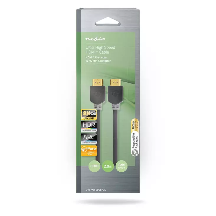 Nedis ultra high speed HDMI-kaapeli 2m - Näyttökaapelit - 5412810304172 - 1