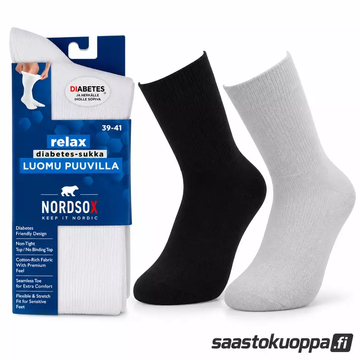 Nordsox diabetes puuvillasukat 41-43 - Miesten sukat - 6438159060622 - 1