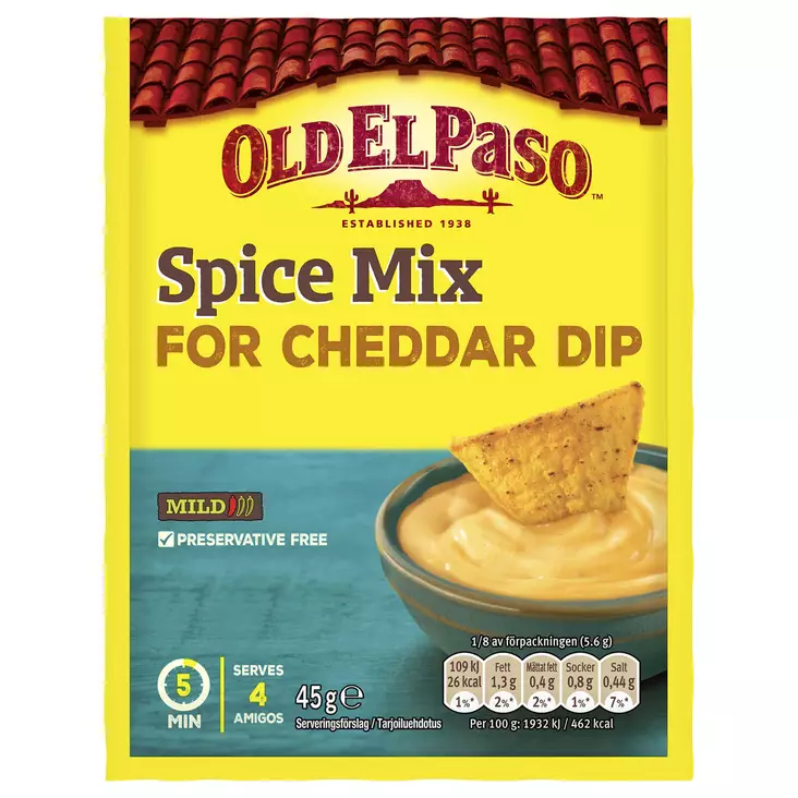 Old El Paso spice mix for cheddar dip - Texmex mausteet ja lisukkeet - 8410076490032 - 1