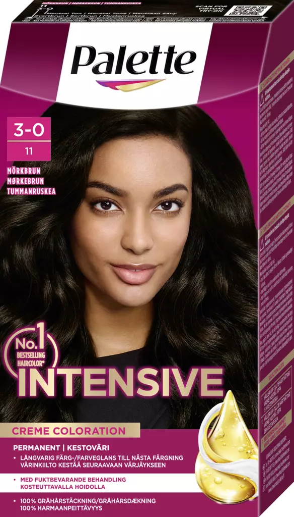 Palette 3-0 Dark Brown kestoväri - Hiusvärit - 7332531122832 - 1