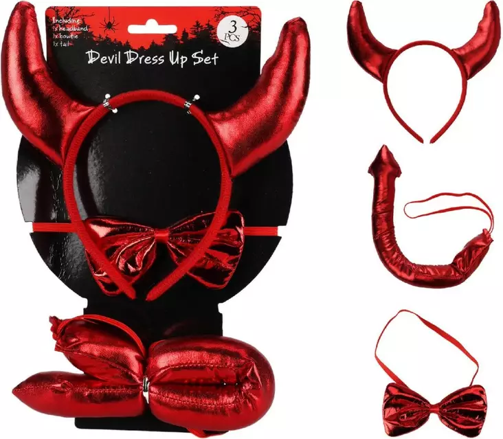 Pirun sarvet setti - Halloween asut ja koristeet - 8720573974202 - 1