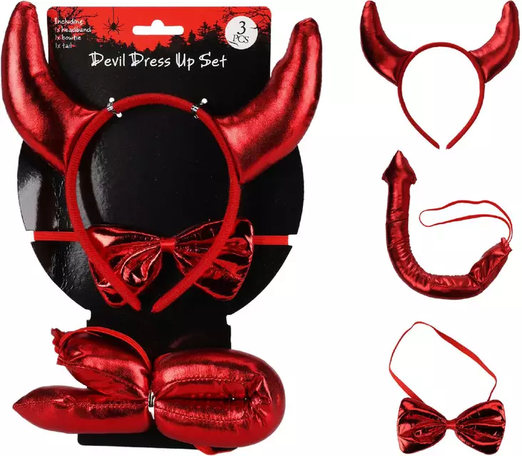 Pirun sarvet setti - Halloween asut ja koristeet - 8720573974202 - 1