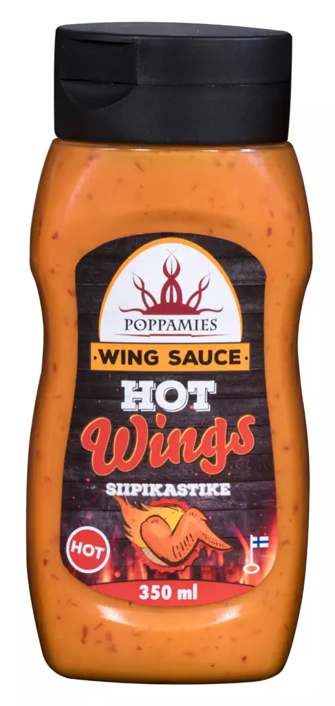 Poppamies hot wings siipikastike 340ml - Majoneesit,maustekastikkeet ja tahnat - 6430034018162 - 1