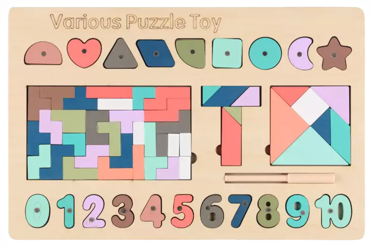 Puinen palapeli muodot/numerot - Palapelit ja pulmapelit - 6410416100562 - 2