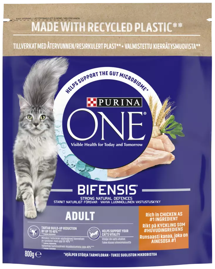 Purina One adult kanaa ja täysvilja 800g - Kissan kuivaruoat - 8002205356632 - 1